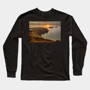 Sunset over Worms Head, Rhossili Bay Long Sleeve T-Shirt